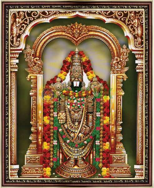 Sri Venkateshwara Picture with wooden frame - 18 x 22 inches